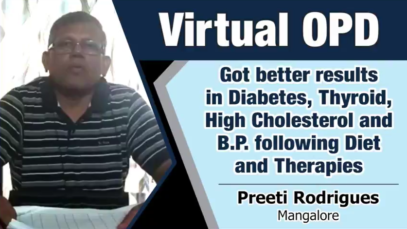 GOT BETTER RESULTS IN DIABETES, THYROID HIGH CHOLESTEROL AND B.P FOLLOWING DIET AND THERAPIES