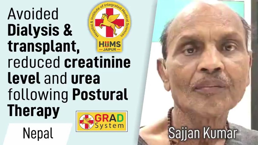 Avoided Dialysis & Transplant reduced Creatinine Level and Urea following Postural Therapy