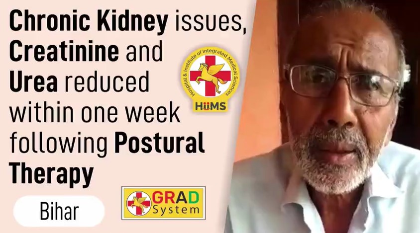 Chronic Kidney issues, Creatinine and Urea reduced within one week following Postural Therapy
