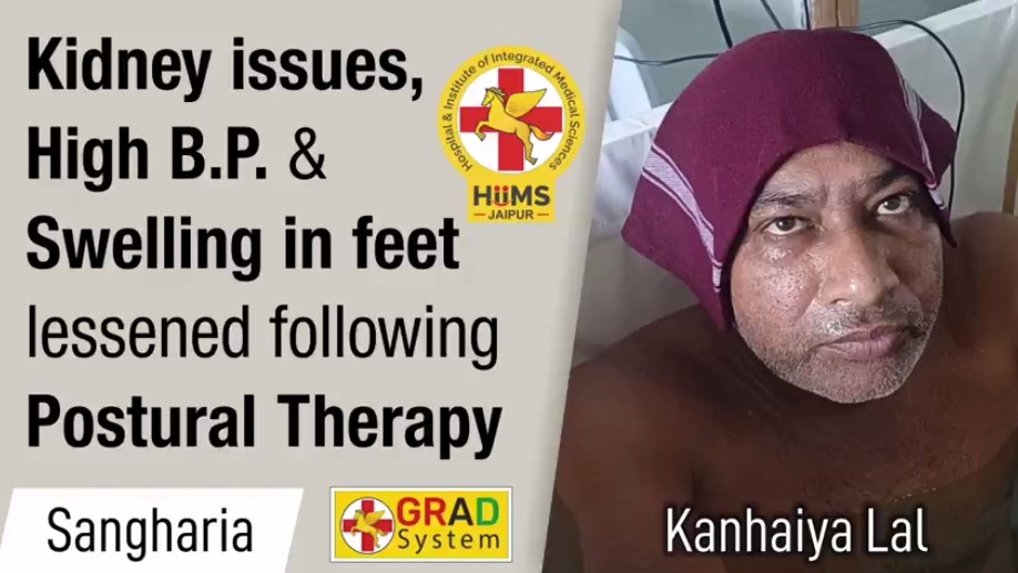 KIDNEY ISSUES, HIGH B.P. & SWELLING IN FEET LESSENED FOLLOWING POSTURAL THERAPY