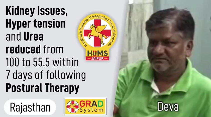 KIDNEY ISSUES, HYPER TENSION AND UREA REDUCED WITHIN 7 DAYS OF FOLLOWING POSTURAL THERAPY