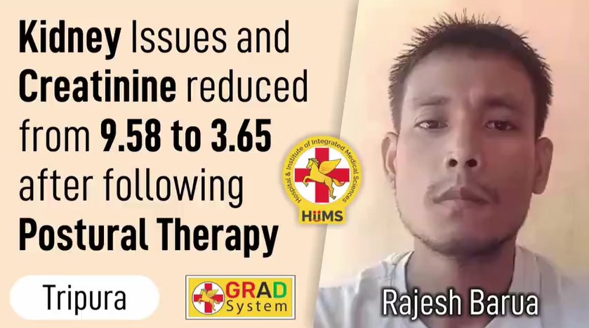 KIDNEY ISSUES AND CREATININE REDUCED FROM 9.58 TO 3.65 AFTER FOLLOWING POSTURAL THERAPY