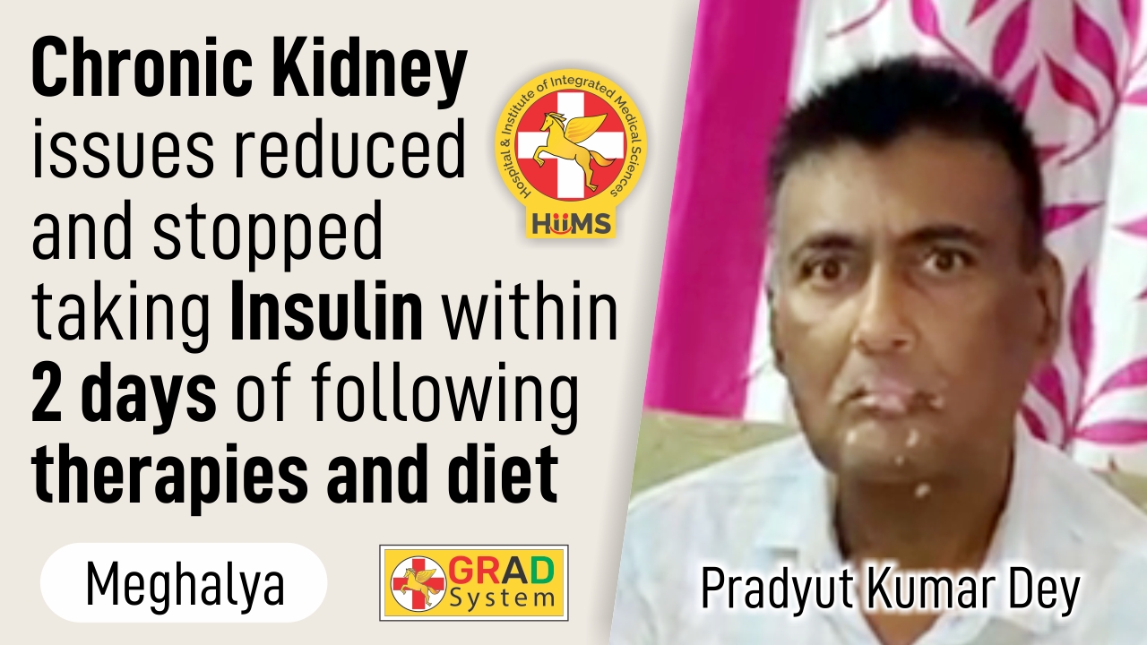 Chronic Kidney issues reduced and stopped taking Insulin within 2 days of following therapies and diet