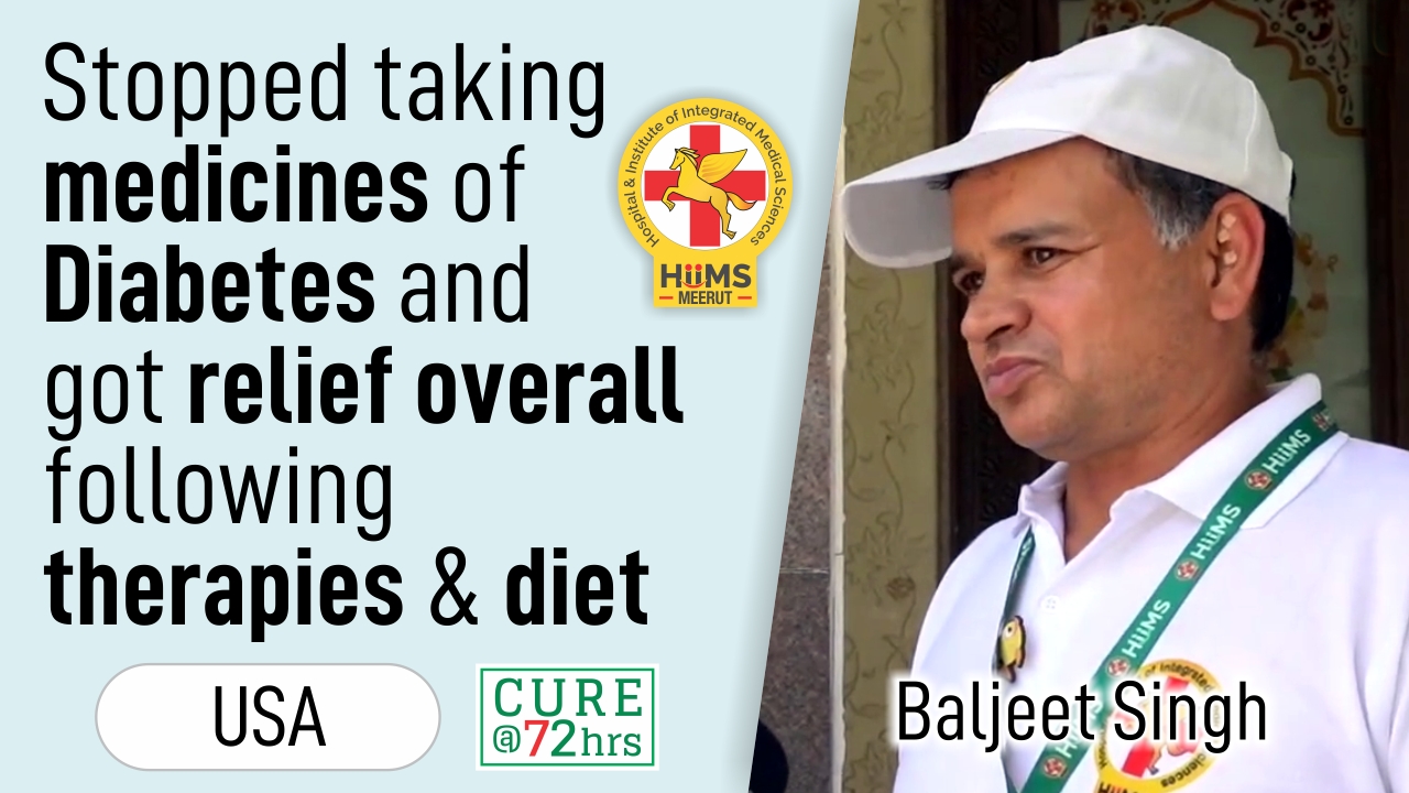 Stopped taking medicines of Diabetes and relief overall following therapies & diet