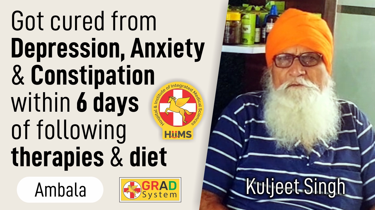 Got cured from Depression, Anxiety & Constipation within 6 days of following therapies & diet