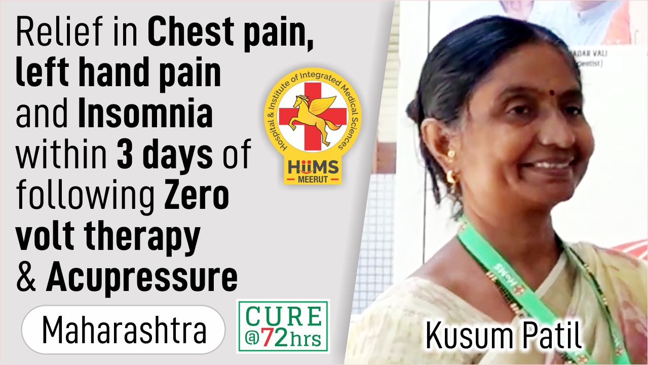 relief in Chest pain, left hand pain and Insomnia within 3 days of following Zero Volt Therapy & Acupressure