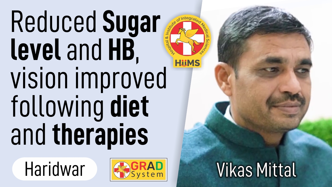 Reduced Sugar level and HB, vision improved following diet and therapies