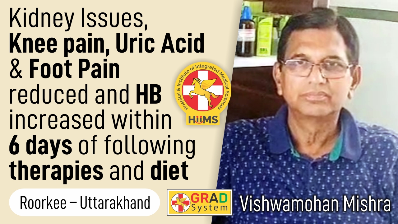 Kidney issues, Knee pain, Uric Acid & Foot Pain reduced and HB increased within 6 days of following therapies and diet