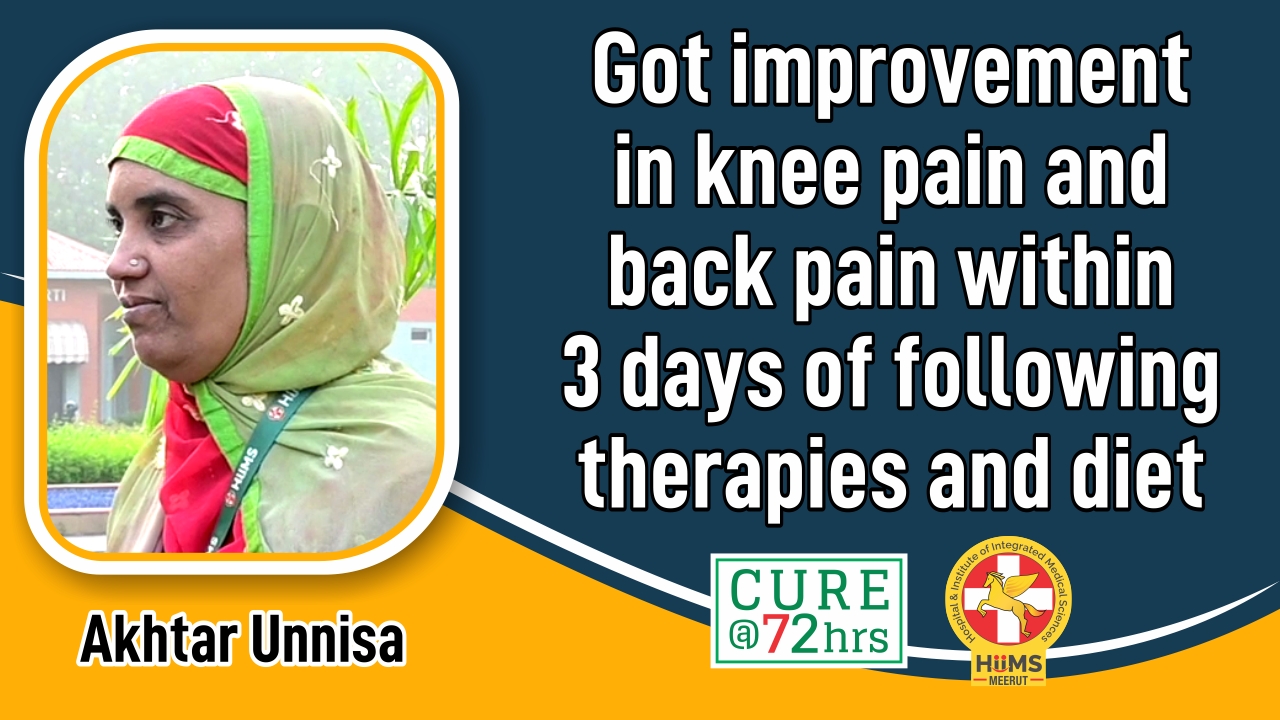 Got improvement in Knee pain and back pain within 3 days of following therapies and diet