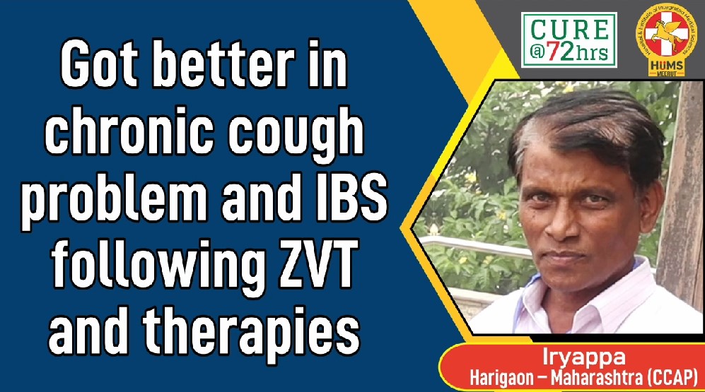 Got better in chronic cough problem and IBS following ZVT and therapies
